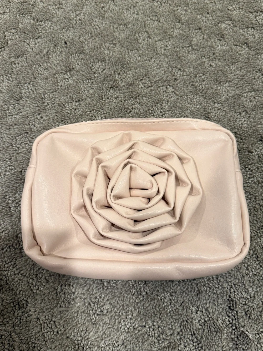 Swarovski Pale Pink Rose Appliqué Cosmetic Pouch